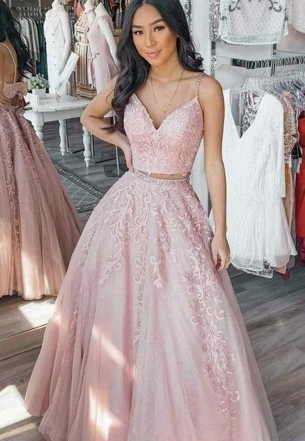 Gorgeous Two Pieces Lace Long Prom Gown - Formal Dress