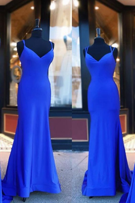 Royal Blue Mermaid Long Prom Dresses Simple Popular Formal Dresses