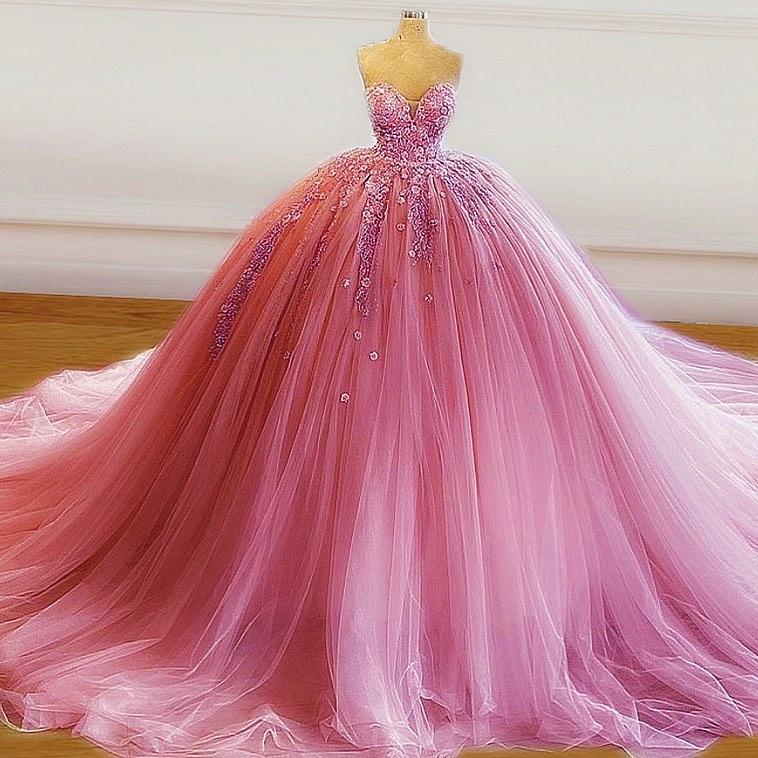 Sexy Pink Prom Dress,Ball Gown Sweet 16 Dresses,Party Gowns
