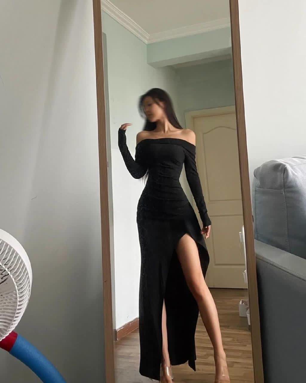 Simple Sheath Off The Shoulder Black Long Prom Dresses Evening Dress With Slit