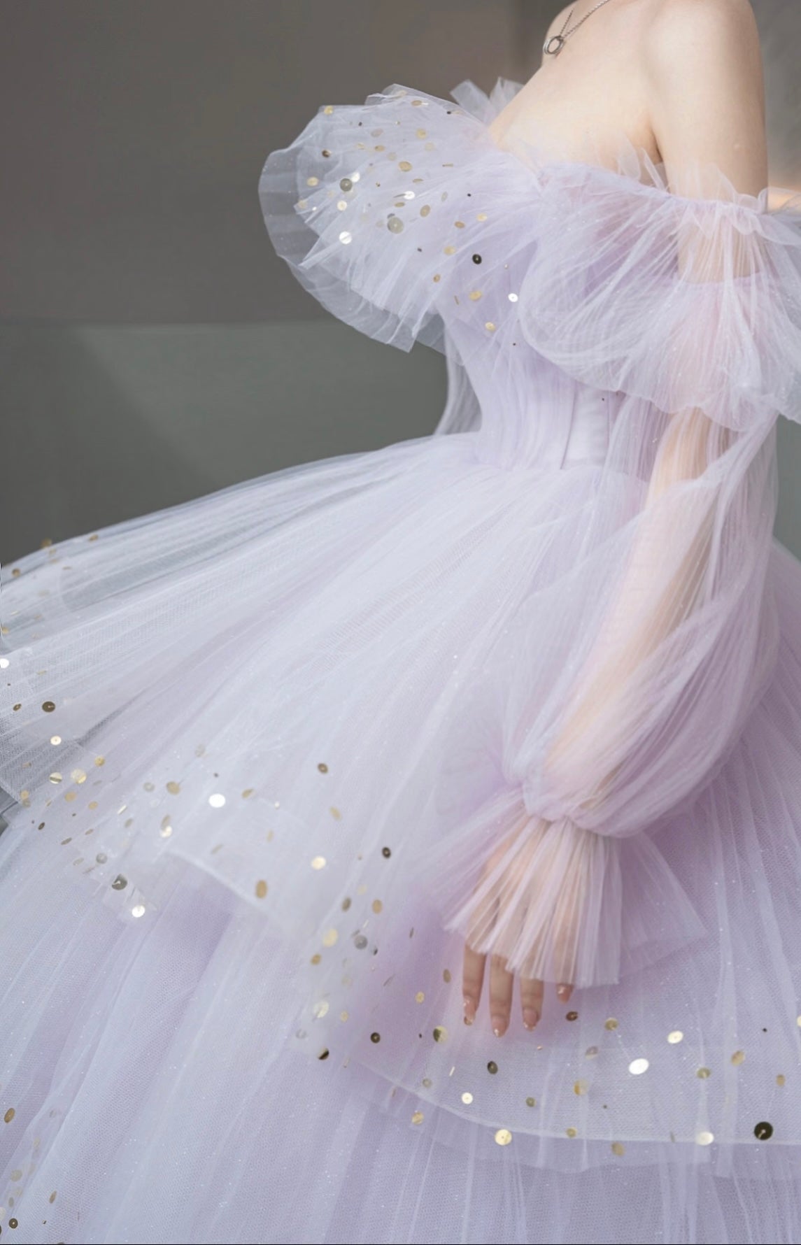 Light Purple Tulle Layers Ball Gown Princess Formal Dresses, Long Sweet 16 Dresses